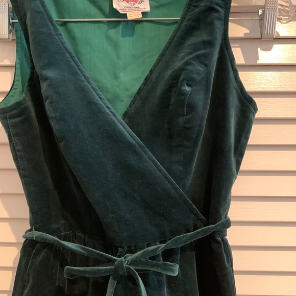 Vintage green velvet long dress - Picture 4 of 13